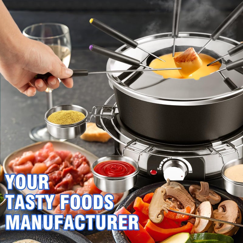 CUSIMAX Electric Fondue Set with 1300W Power Temperature Control for Cheese,Chocolate,Oil and Broth, 2L Non-Stick Electric Fondue Pot with 8 pcs Forks,6 pcs Cups and Removable Anti-Scald Handle - Image 4